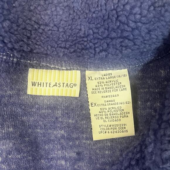 St. John’s Bay blue button up jacket with white snowflakes and reindeer - Picture 2 of 7